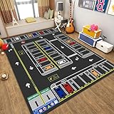 ラグ キッズマット プレイマット 道路 交通 地図 線路 プラレール トミカ 車柄 洗える 滑り止め付き 防音 防カビ 優しい肌触り 早期教育 知育 おもちゃマット 保育園 幼稚園 部屋飾り カーペット 面白い ゲームマップ 寝室 床暖房対応 おしゃれ デザイン (120*160CM,C)