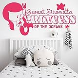 i209壁デカールビニールステッカーアートインテリアデザインマーメイドプリンセスOcean Sweet Sea InscriptionフレーズTail子供部屋by DecorWallDecals
