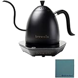 Brewista ブリューイスタ 【世界のバリスタが愛用するケトル】 電気ケトル 温度調節機能付 コーヒーケトル ドリップケトル クロス付 (ピュアブラック 0.6L）