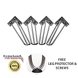 Homeland Hardware 28インチ ヘアピンレッグ 1/2インチ ブラック/ロウ プロテクター4個&ネジ16本付き 金属製 コーヒーテーブル/デスク/家具の脚 ミッドセンチュリーモダン H