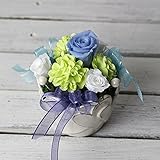 さわやかな青バラのアレンジメント「ハートフルブルー」（プリザーブドフラワー）