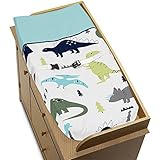 Sweet Jojo Designs Blue and Green Modern Dinosaur Girls Boys Baby Changing Pad Cover [並行輸入品]