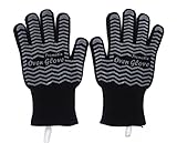 besttoop熱抵抗グローブwith Siliconストリップ保護コーティングon指&手のひら、料理for BBQグリル、Bakingなど、1ペア ブラック GP21-BB