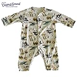 オーシャンアンドグラウンド｜ベビー肌着長袖ロンパース｜アニマル柄｜マスタード