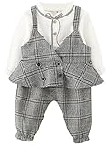 QD-WST子供服 3点セット スーツ 女の子 キッズ フォーマル シャツ ベスト パンツ チェック柄 ガールズ ズボン 卒業式 入学式 グレー (80)