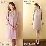 Pearls フォーマルにもぴったりな 授乳口つき パフスリーブ サテンドレス (着丈87cm) navy