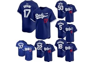 EESDCOS ドジャース 野球ユニフォーム ブルー 刺繍 大谷翔平 ムーキー・ベッツ 山本由伸 フリーマン ユニフォーム 17番 50番 5番 野球 夏服 男女兼用 通気性 快適 通勤 練習着 半袖 記念シャツ レプリカ 非公式