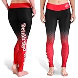 NHL Detroit Red Wingsレディースグラデーションプリントレギンス、赤、XS