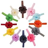 DUOQU Baby Girl's Soft Headbands Hairband With Flower Boutique Hair Accessories Multicolor 12 Pcs by