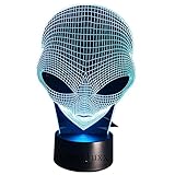 クリスマスギフトCyber Monday Deal Alienランプ3dランプUSB電源7色Amazing Optical Illusion 3d Grow LEDランプAlien図形子供寝室タッチナ