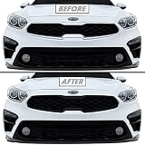 SlickMod クロム 削除 ブラックアウト ビニール オーバーレイ 2019-2021 Kia Forte フロントグリル トリム用 (マットブラック)