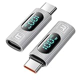 toocki USB Cパワーメーターテスター 100W USB Cオス - USB Cメス 延長コネクター LEDディスプレイ付き デジタルマルチメーターテスター