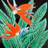 2つBird of Paradise花装飾セラミック壁アートタイル8 x 8