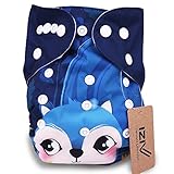 iZiv新生児1厚いおむつ付きオーガニック幼児防水/調整/再利用可能/洗えるポケット布おむつのフィット赤ちゃん0.5-3歳(ブルー)