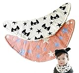 【2T】 ベビー スタイ よだれかけ 赤ちゃん 男の子 女の子 もこもこ プレゼント 2枚セット (白+ピンク)
