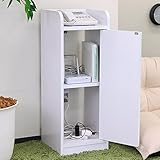 電話台 ファックス台 木製 幅30 スリム ルーター収納 ホワイト B07DG1HR5Z