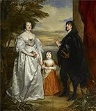 高品質ポリエステルキャンバス、レプリカアート装飾キャンバスの油絵' Anthony Van Dyck – James、7番目のEarlダービー、彼のレディと子、1632 – 41 '、30 x 35イ