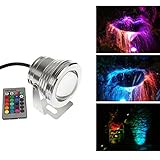 ミニ 12V 10W LED RGB IP68 防水景観ランプアウトドア IRリモコン景色池ライト芝生景観 庭明かり (NO Plug, Need Wiring)