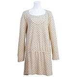 授乳服 チュニック ワンピース ドット柄 授乳口付 長袖 チュニックワンピース グレージュ-M8003 M