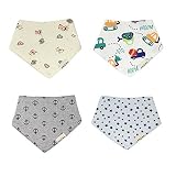 ベビービブ、表と裏を使用する - 柔らかい綿の赤ちゃんビブ（4枚セット）