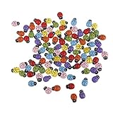 WINOMO ミニレディバグシェイプ付きステッカーミニチュアオーナメントDIYキットフェアリーガーデンドールハウス植物装飾用100個（混合色）