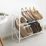 シューズラック スリム 省スペース 2段 靴 収納 おしゃれ ホワイト