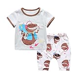PANCY 子供服 春夏 コットン Ｔシャツ 短パン 上下セット 男の子 女の子 かわいい 動物プリント 白(恐竜,100cm)