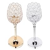 Fenteer ウェディングセンターピース　ティーライトホルダー　ゴールドシルバー　クリスタルキャンドルホルダー