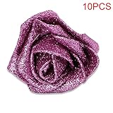 Kangnice 10 Foam Roses Withグリッターパウダー花花嫁ブーケホームパーティー結婚式装飾 Rose diameter: 2.36-2.55inch パープル Kangnice_2