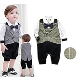 Cuteshower 子供服 紳士服 ベビー フォーマル セレモニーロンパース 結婚式 男の子 カーキ 70