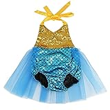 Wennikids 女の赤ちゃん スパンコール マーメイド ボディスーツ ロンパース ジャンプスーツ 夏 サンスーツ一式 US サイズ: Large / 12-24M