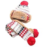 Goenn ニット帽子 &マフラー セット 子供 帽子 冬 かわいい 防寒 冬 しもやけ 対策 キッズ 子供用 誕生日 お祝い プレゼント 防寒帽子 公園 お出かけ お散歩 (レッド)