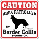 CAUTION AREA PATROLLED By Border Collie Security Co. サインボード：ボーダーコリー 注意 警戒中 セキュリティ 看板 Made in U.S.A [