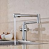 Senlesen Polished Chrome Extent Long Spout Kitchen Faucet Vanity Sink Mixer Tap with Cover Plate [並行