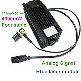 アナログ信号445nm 450nm 4000mw 4Wブルーレーザーモジュール12V DIY CNC彫刻 クラス2