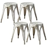 岩附(IWATSUKI) スツール シルバー 幅37ｃｍ 4脚セット スツールチェア スチール スタッキング おしゃれ 1260CL 4SET 4個セット