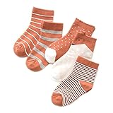 LAVIE　5足セット 可愛い　ソックス　靴下　男の子 女の子　子供　綿　秋冬　オレンジ色　M（3-5歳）