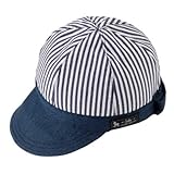 笑顔でおでかけベビー帽子・キャップ（日本製）　ヒッコリーストライプ・紺　B19009