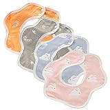 HUHU スタイ ビブ よだれかけ コットン100% 柔らかい スナップ 4枚セット 6重ガーゼ (セットE)