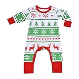 ベビーロンパース　カバーオール　長袖　クリスマス　赤ちゃん　新生児　女の子　男の子　出産祝い　プレゼント　可愛い　お洒落　綿 (100, レッド)