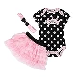 Gold treasure ベビー　女の子 ロンパース スカート3点　セット ヘッドバンド ピンク 水玉 年齢 3-24ヶ月