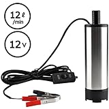 ISICK 12V 小型 水中ポンプ スイッチ式 バッテリー 12L/min ケーブル クランプ 水槽 電動 電源 (12V 12L/min)