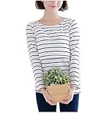 Hedea (ヘデア) マタニティ 授乳口 ボーダー 長袖 (ホワイト, XXL)