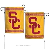 NCAA USC trojans12.5 " X 18 "インチ両面ガーデン旗ロゴ