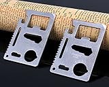 Credit Card Survival Pocket Tool Thickened Stainless steel/Inch Scale/Double Row Sawtooth [並行輸入品]