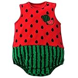 (ビグッド)Bigood ベビー 赤ちゃん 新生児 ボディスーツ かわいい カバーオール ロンパース 出産祝い プレゼント（スイカ・90）