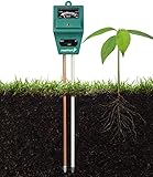 Fosmon 簡易型土壌測定器 多機能分析テスター 土壌酸度計 照度計 水分計 電池不要【ph値 / 土壌水分 / 日射量測定 3-in-1】屋内、屋外植栽、ガーデニングに最適