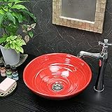 信楽焼 8カラーから選べる 洗面ボール 【赤 手洗い鉢（小型） tr-2180】洗面鉢 洗面器 洗面シンク 洗面ボウル 洗面台 手洗い 手洗い器 陶器洗面 陶器 焼き物 しがらき焼 おしゃれ オシャレ 和風 洋風