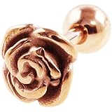 [ATK21] 片耳用（1個売り）ローズ 薔薇 ボディピアス スモールサイズ ステンレス サージカルステンレス316L メンズ レディース ユニセックス アクセサリー (Pinkgold)