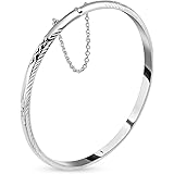 925 Sterling Silver Checkered Diamond Cut Bangle Jewelry Women and Girls